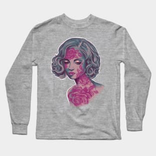 Retro Rose Girl Long Sleeve T-Shirt